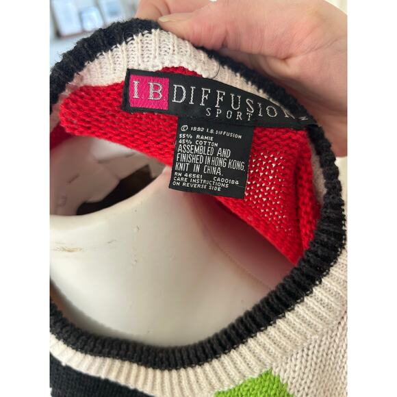 Vintage I.B. Diffusion 90s Colorful Beaded Geometric Patterned Sweater Dress M - Picture 5 of 10